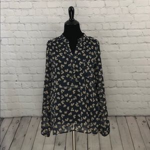 Stitch Fix Alice Blue Sheer Floral Shirt SZ Small